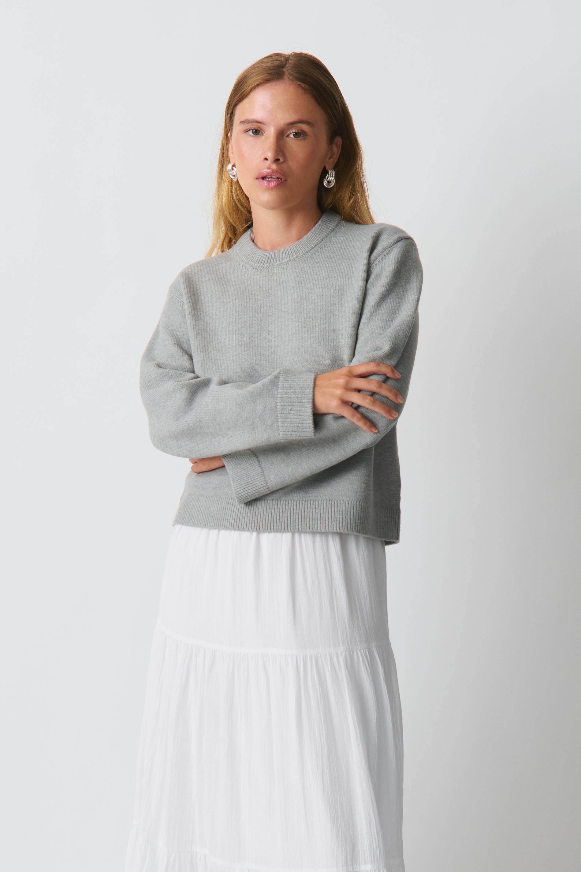 Knitted crew neck sweater