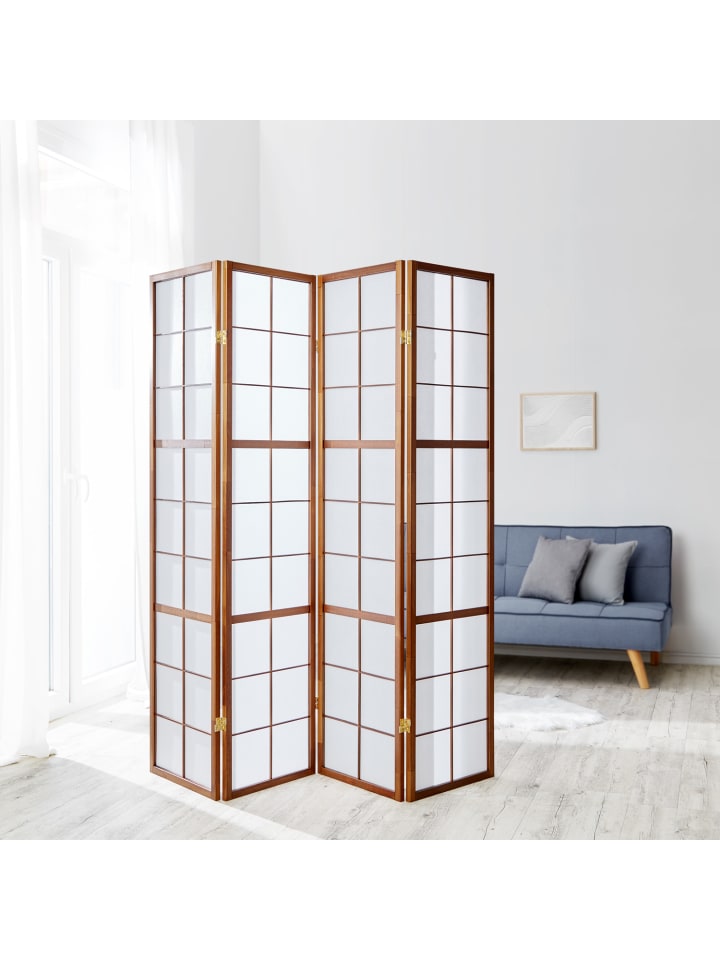Homestyle4u 4-tlg. Paravent Shoji in Braun 176x175 cm günstig kaufen onesize