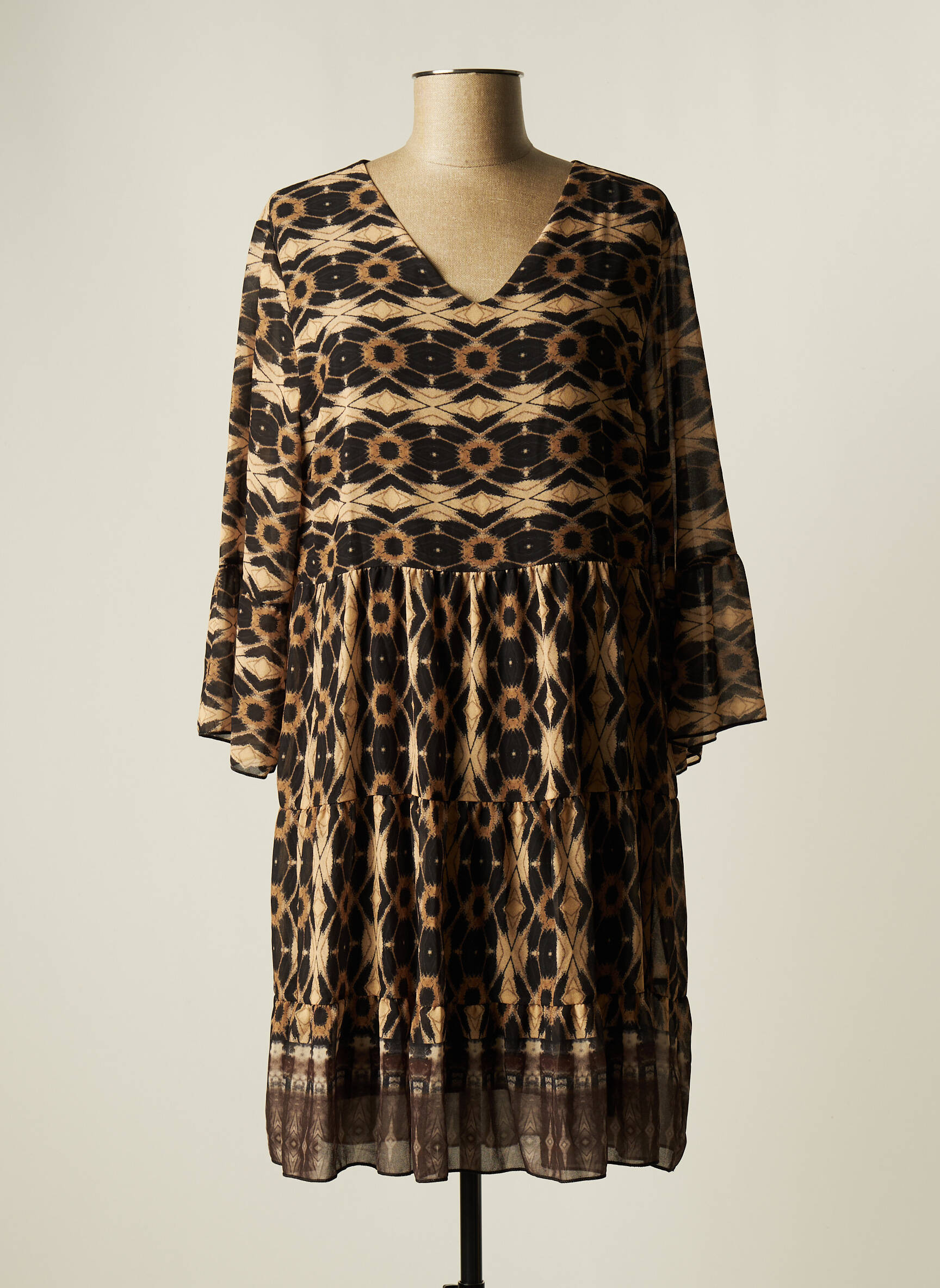 Latino Robes Mi Longues Femme couleur noir