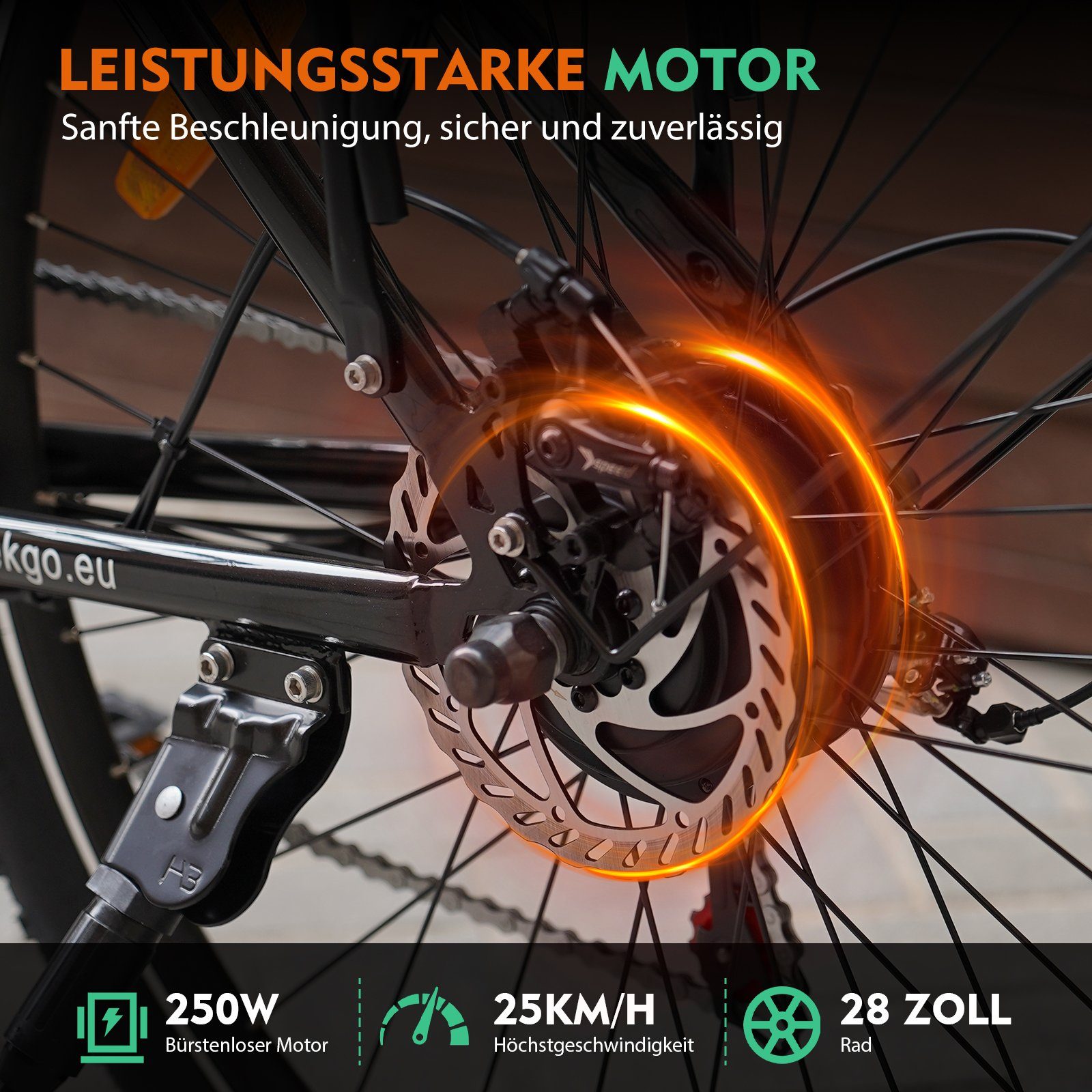 ELEKGO E-Bike 28 Zoll Elektrofahrrad Pedelec mit 36V12Ah Akku für Erwachsene, 7 Gang shimano, 250W Motor