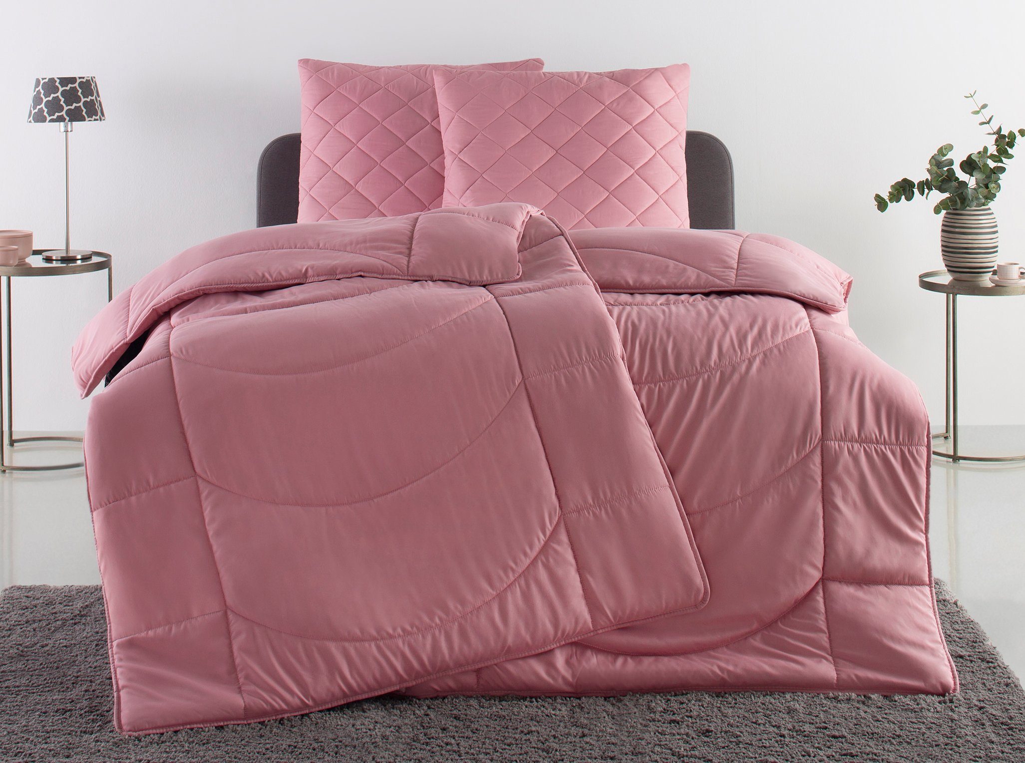 Steppbett + Kopfkissen, Microlux, my home, Füllung: 3D-Klimafaser (Bettdecke), 3D-Faserbällchen (Kopfkissen), Bezug: Microfaser-Feinbatist samtweich, Kopfkissen in 2 größen und 4 Farben (40x80, 80x80)