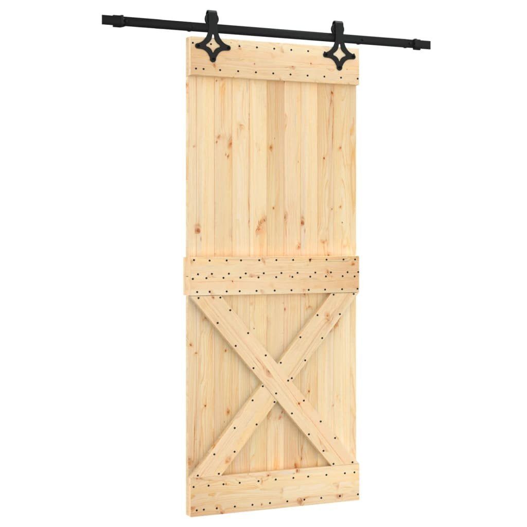 vidaXL Zimmertür Schiebetür mit Beschlag 85x210 cm Massivholz Kiefer Zimmertür Innentür