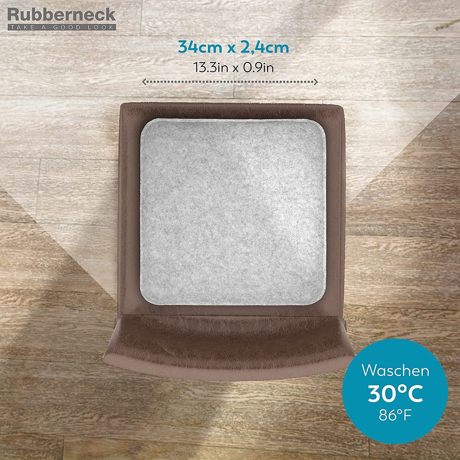 RUBBERNECK Auflagekissen Rutschfeste Filz Sitzkissen eckig, Stuhlkissen mit Antirutsch-Noppen, (4 St), waschbar bei 30°