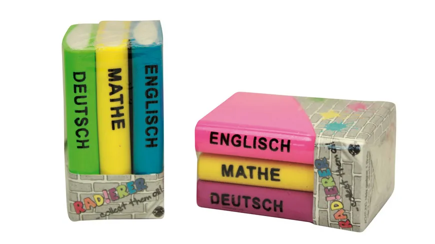 TRENDHAUS Radierer-Set Bücher sortiert