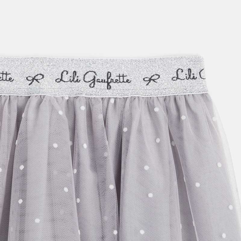 Jupon gris en tulle à pois Lili Gaufrette