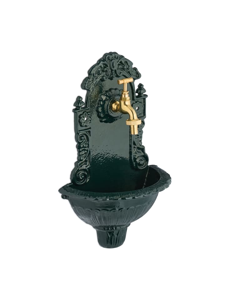 relaxdays Wandbrunnen in Grün/ Gold - (B)24,5 x (H)40 x (T)15 cm günstig kaufen onesize