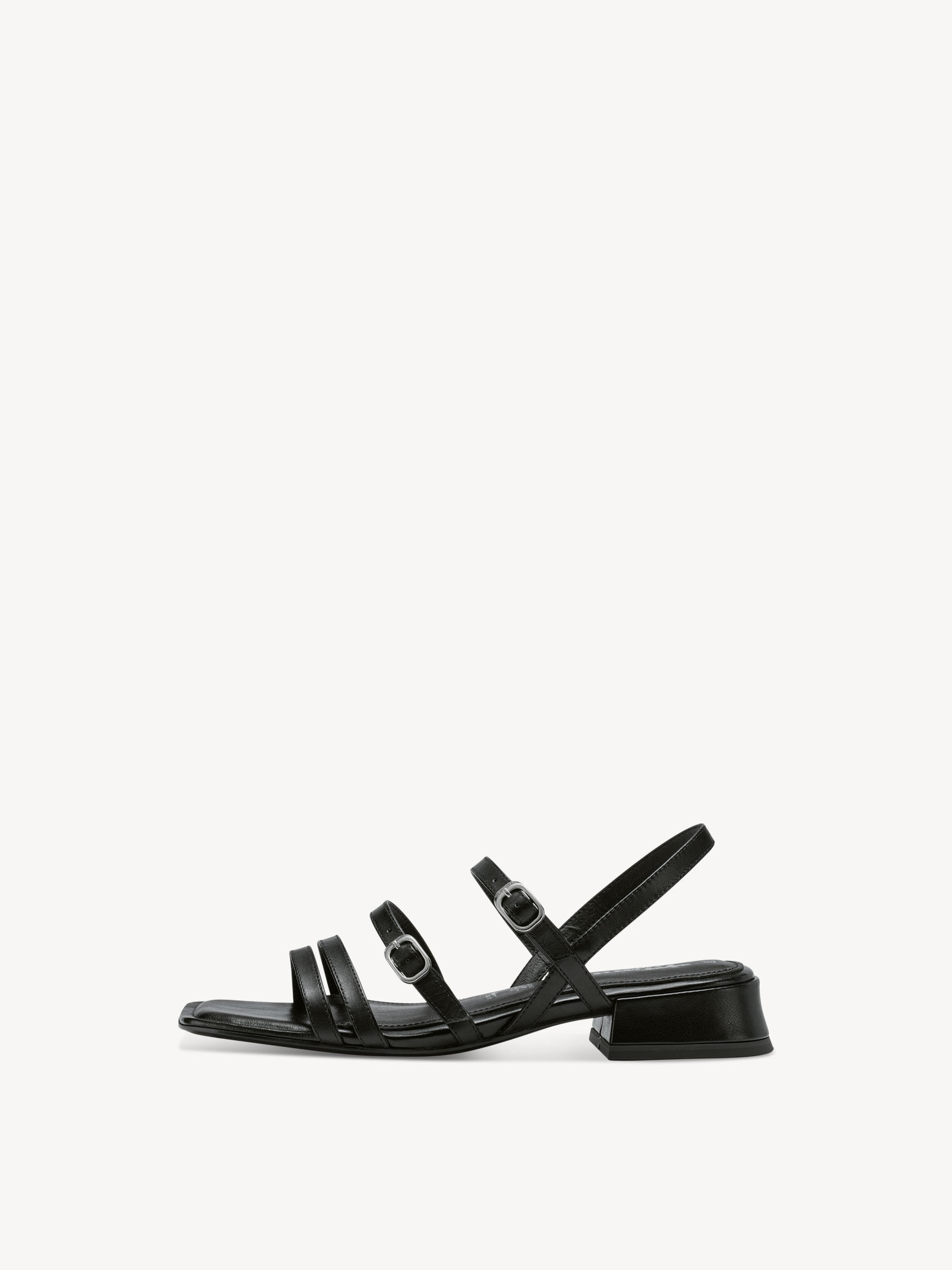 Sandale à talon en cuir - noir