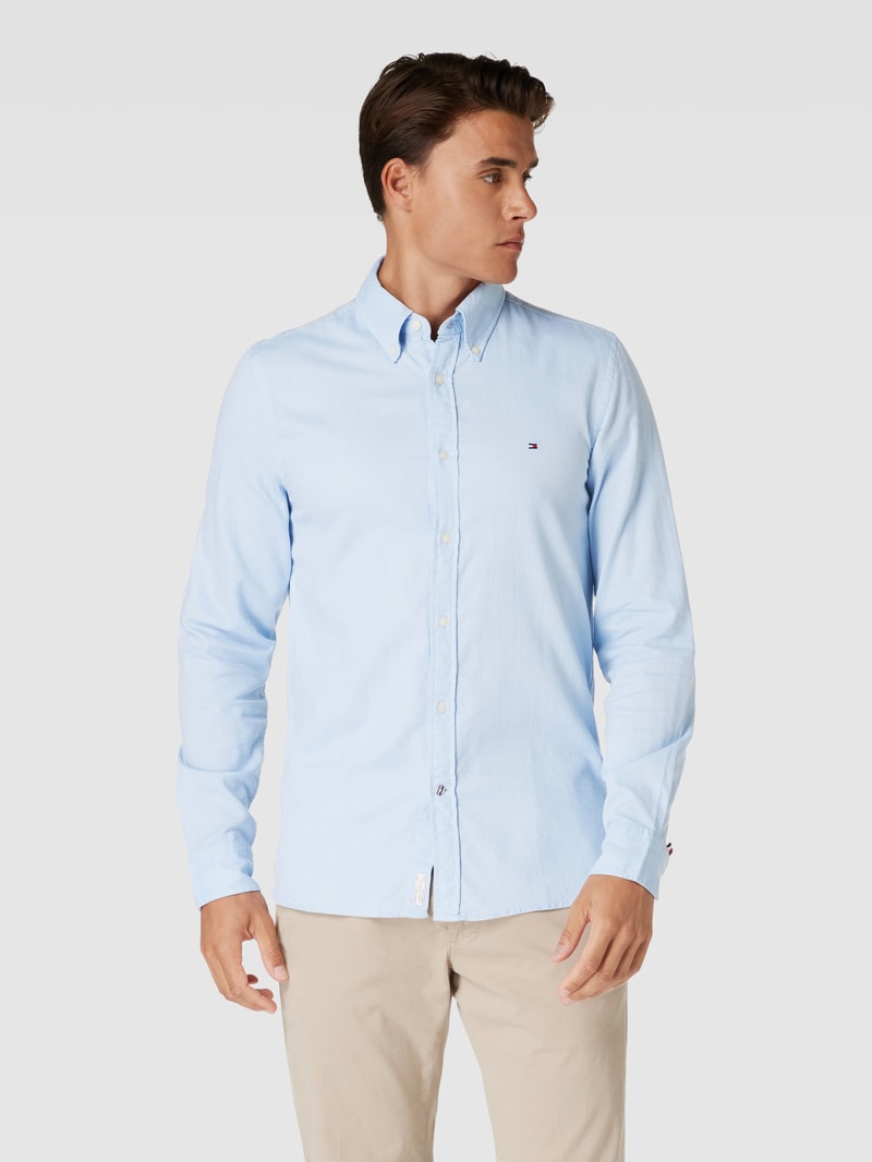 Freizeithemd mit Button-Down-Kragen Modell 'NATURAL' in hellblau