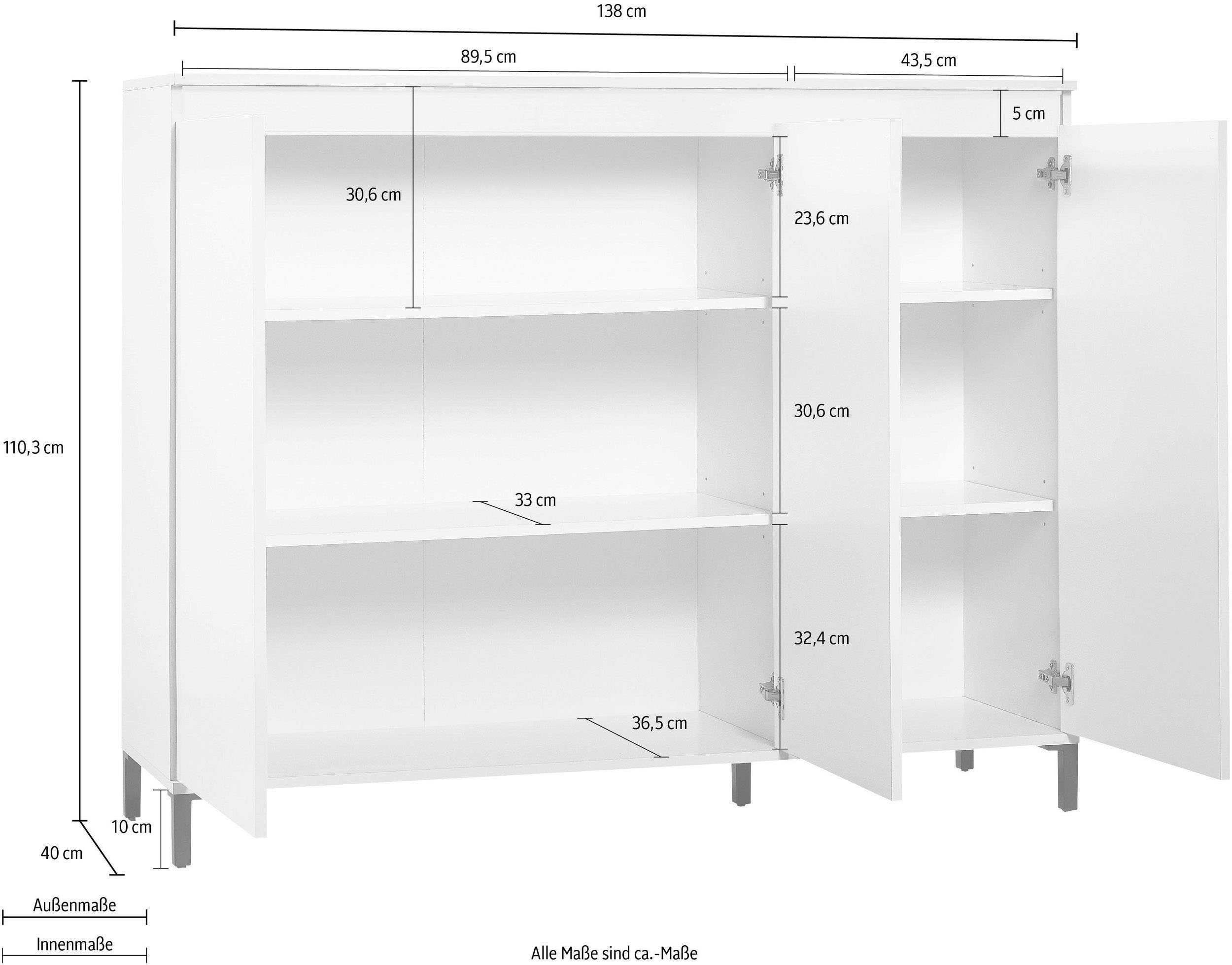 INOSIGN Highboard Genio Industrial, Mit wendbare Blende in weiß/ anthrazit, Höhe 110 cm