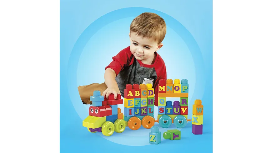 Mega Bloks ABC Lernzug (60 Teile), Steck-Bausteine, Bauklötze, Lernspielzeug