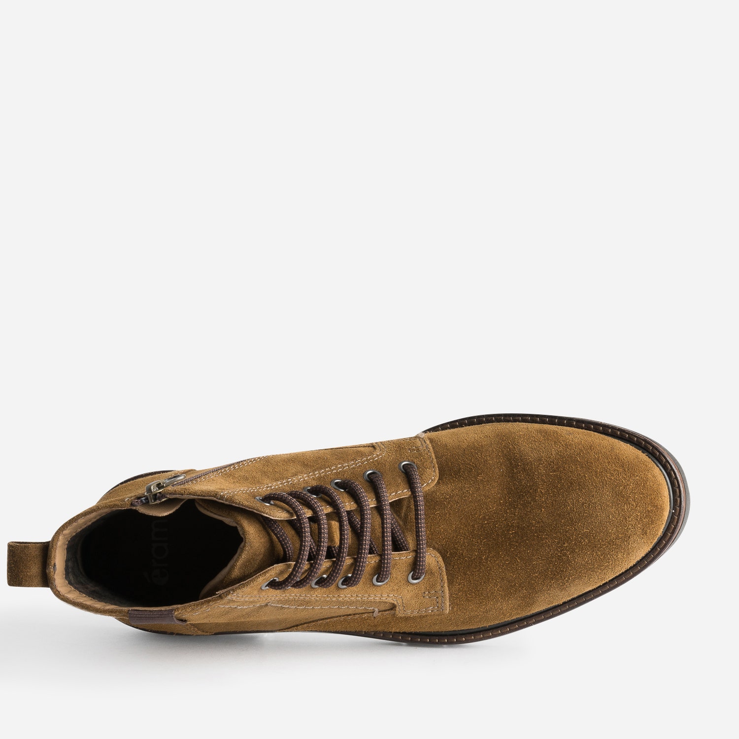 Boots à lacet marron en cuir velours