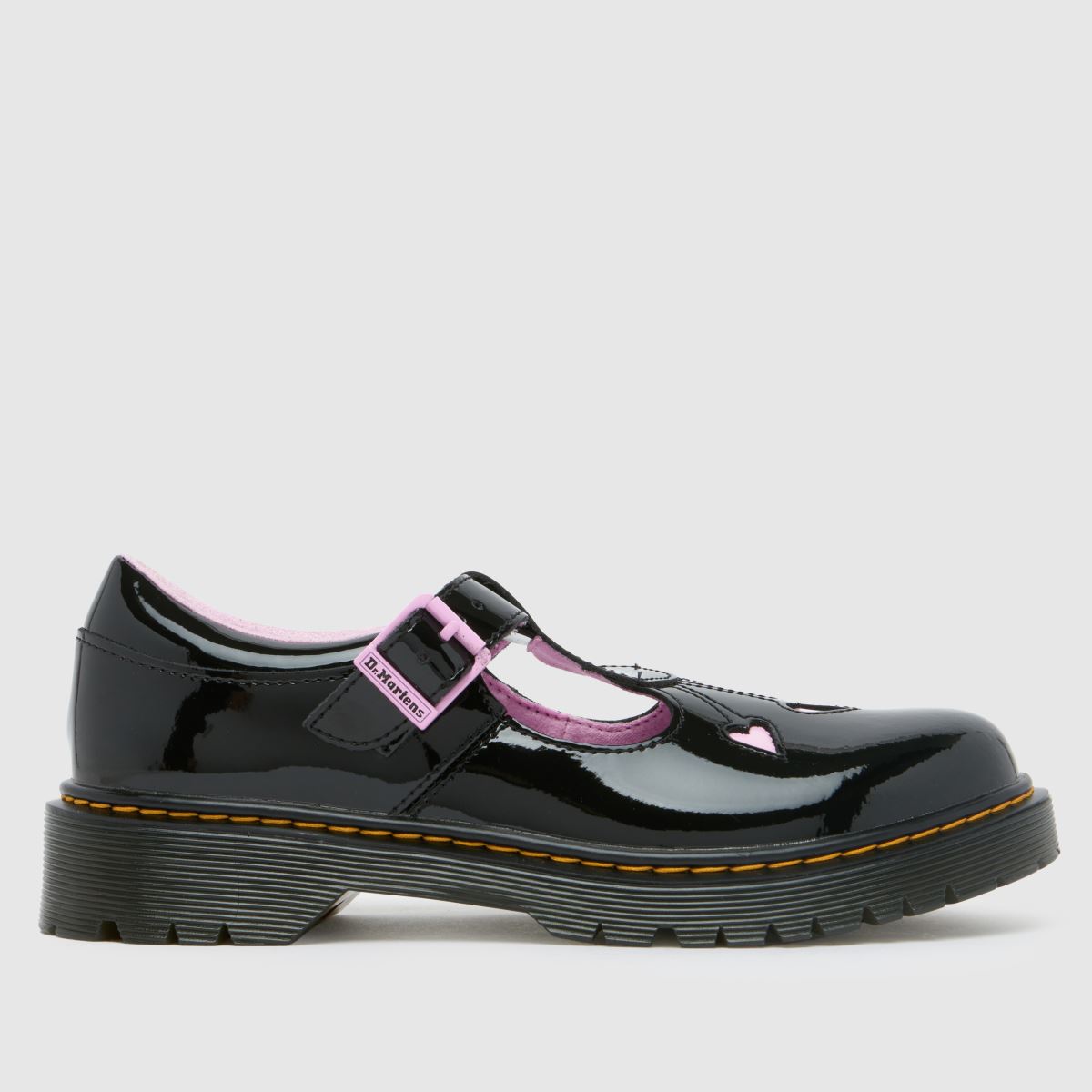 Dr Martens svarta & rosa bex heart mj flickor ungdomsskor