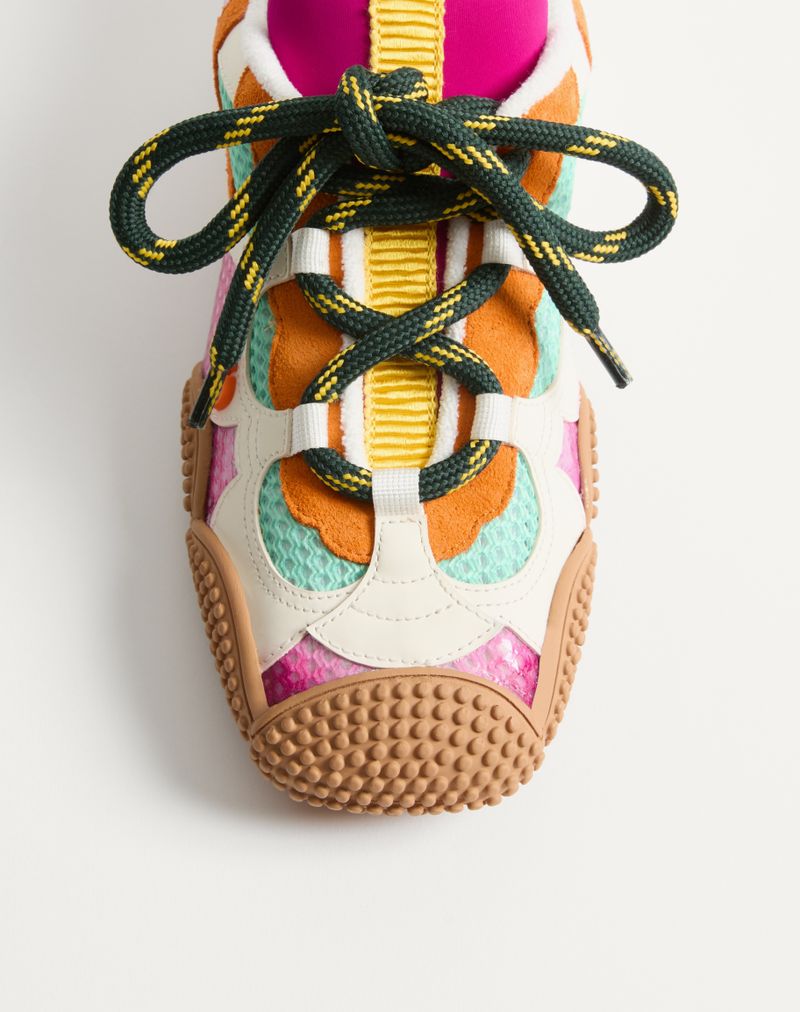Baskets Amphibia en cuir de veau caoutchouté et cuir fendu