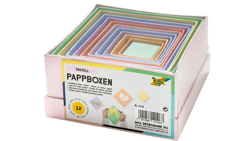 folia Pappboxen pastell in 12 Grössen