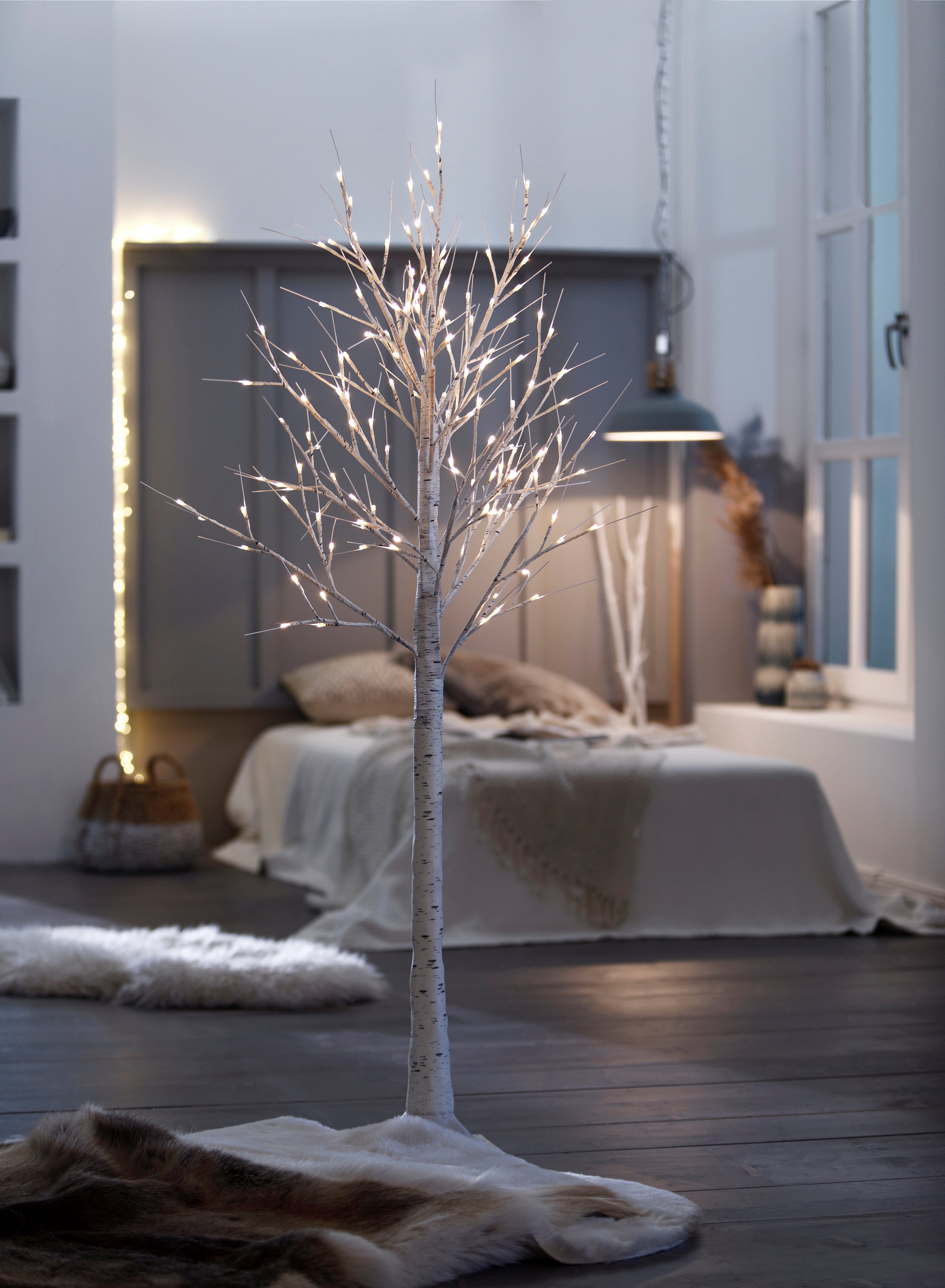 BONETTI LED Baum Birkenbaum, Timerfunktion, LED fest integriert, Warmweiß, mit zahlreichen LEDs, Weihnachtsdeko aussen