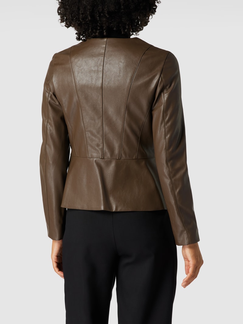 Jacke in Leder-Optik in olivgrün