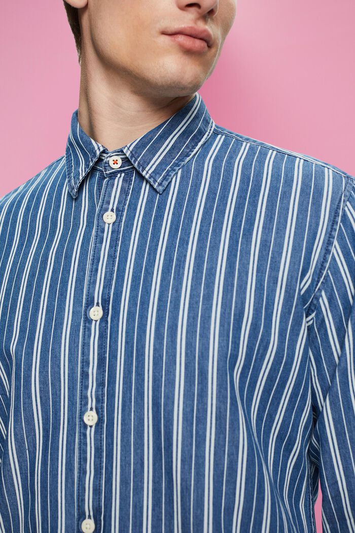 Schmal geschnittenes Jeanshemd mit Streifen
