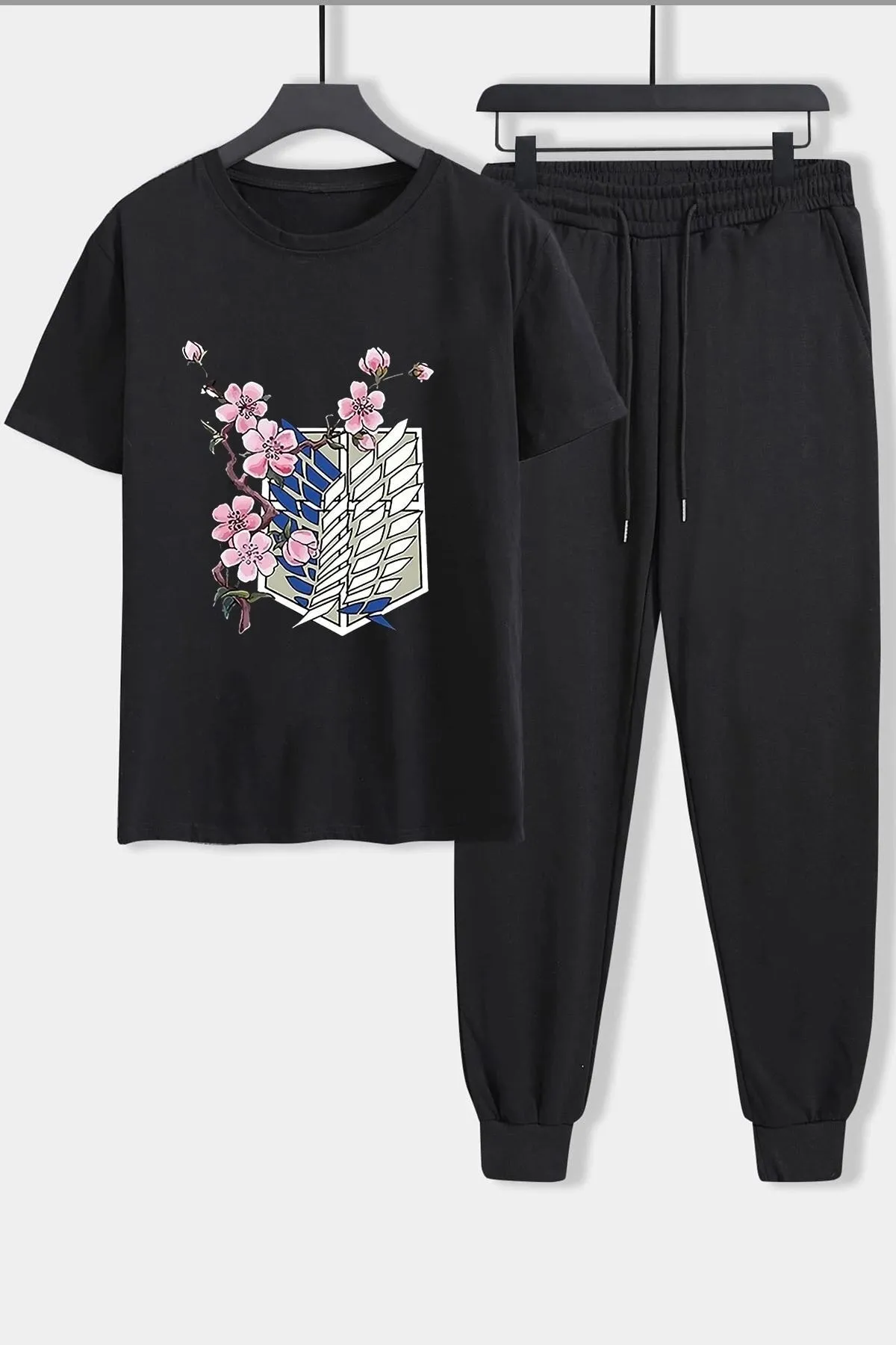 uyguntarz  2-teiliges Unisex-Trainingsanzug-Set mit Blumendruck