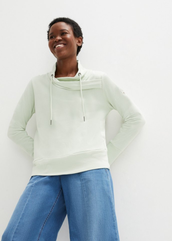 Sweatshirt mit großem Kragen aus Bio-Baumwolle