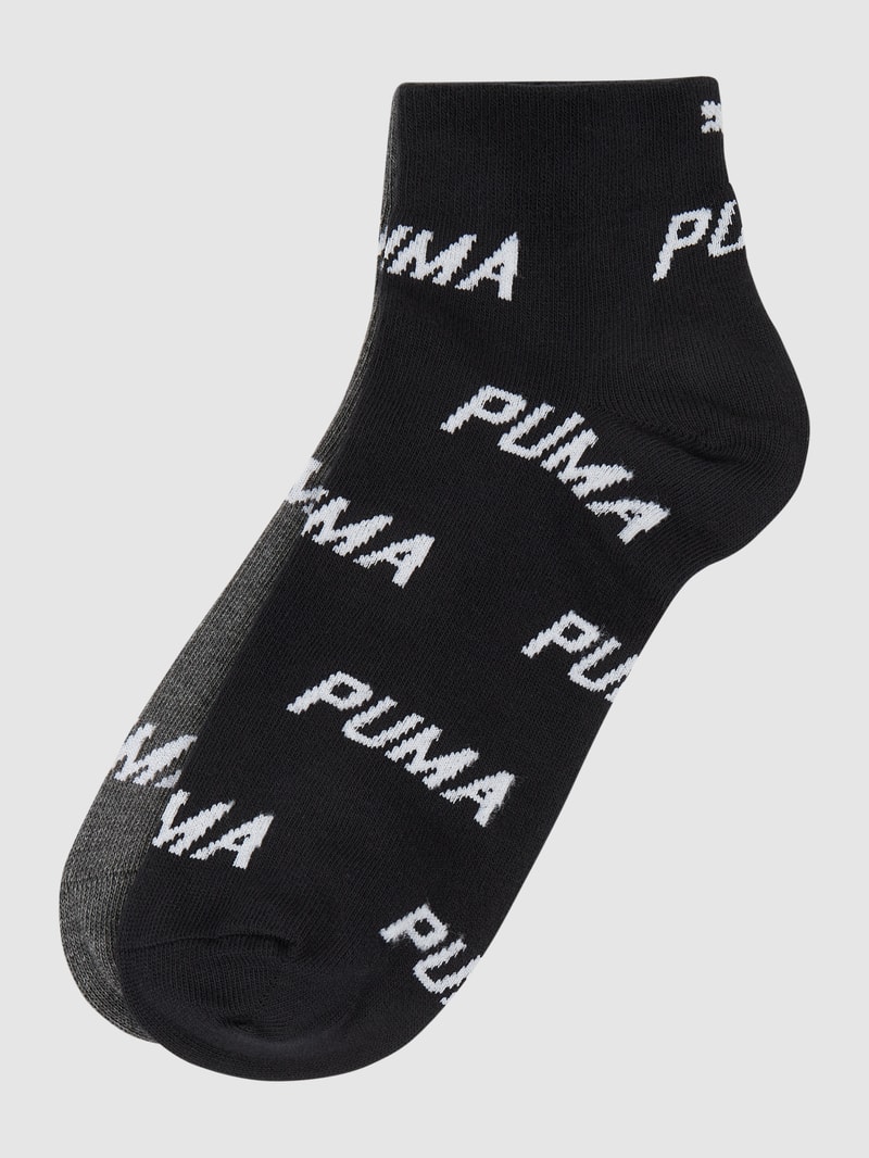 Sneakersocken mit Logo-Muster im 2er-Pack in schwarz