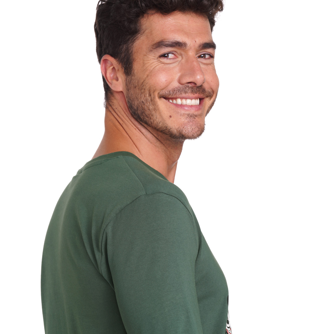 Micky Maus Weihnachtslangarmshirt mit Print dunkelgrün