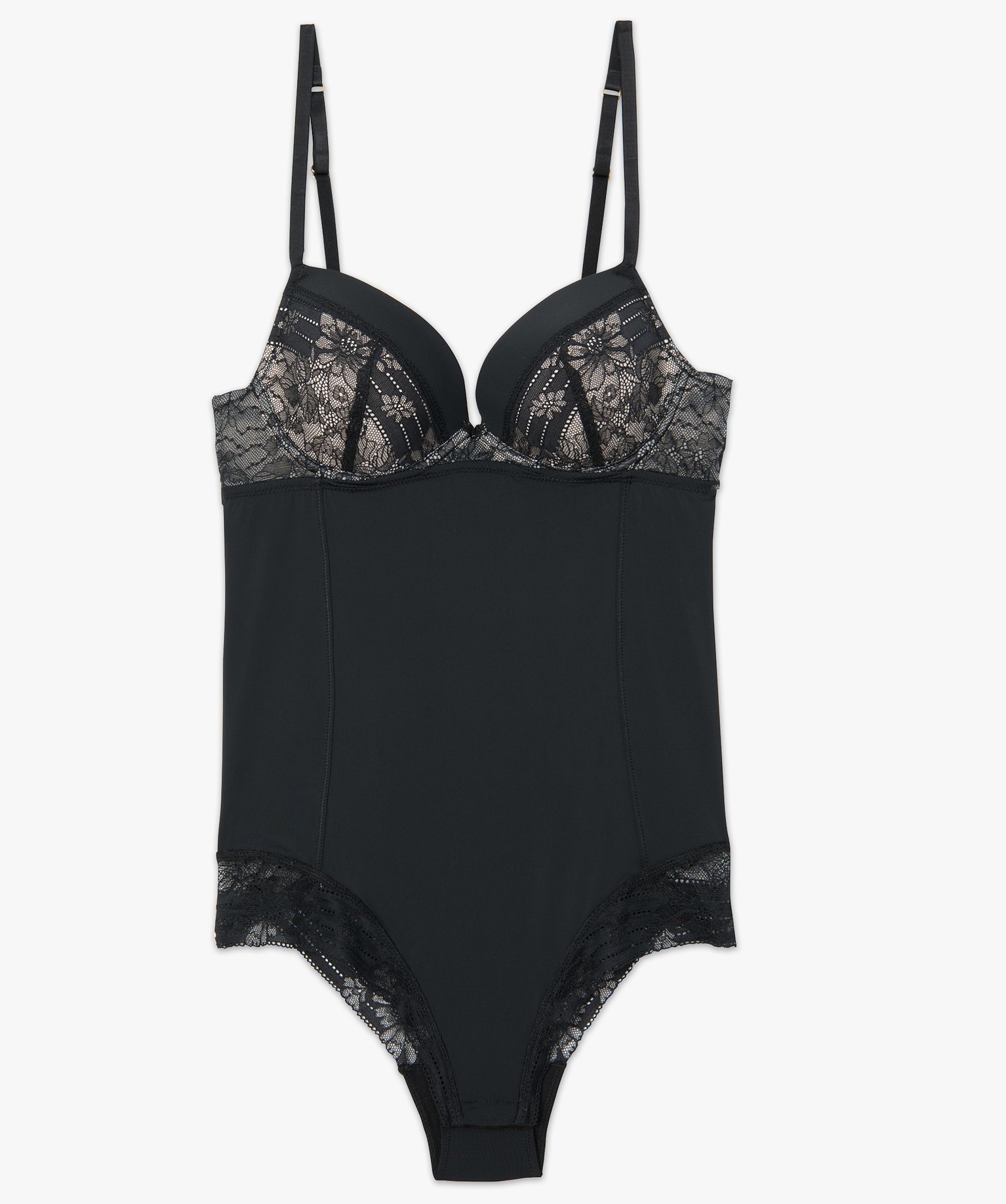 Body femme gainant à armatures et bonnets paddés noir | GEMO