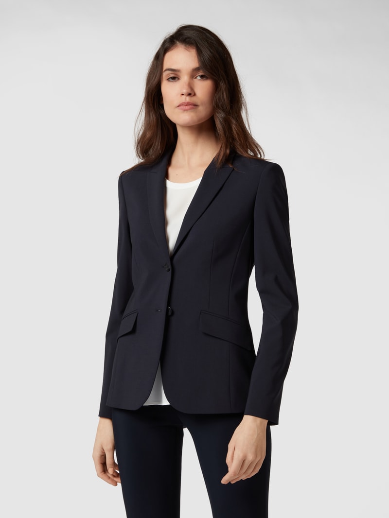 Blazer aus Schurwolle mit Stretch-Anteil in marineblau