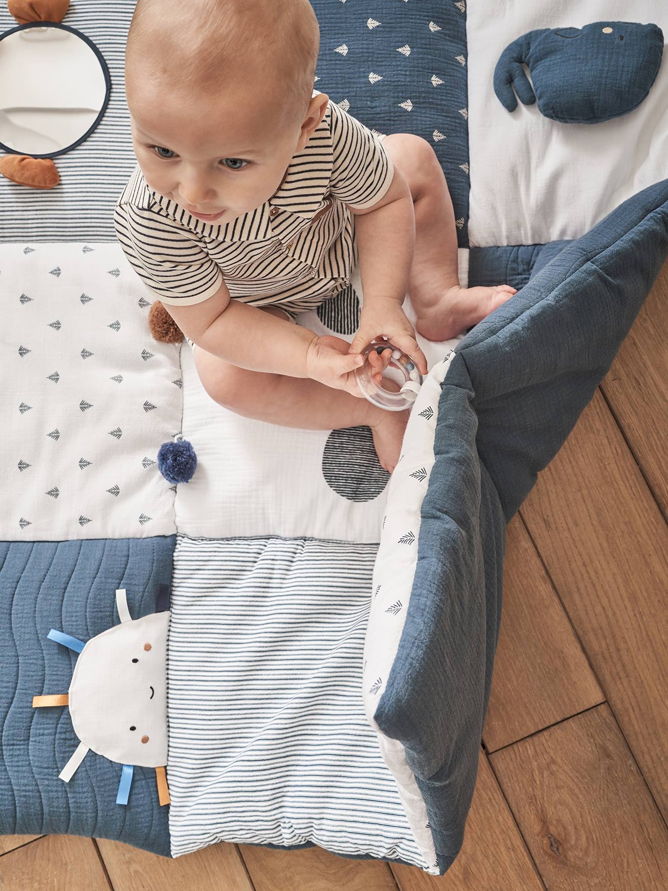 Vertbaudet Baby Activity-Decke - blau/navy sea