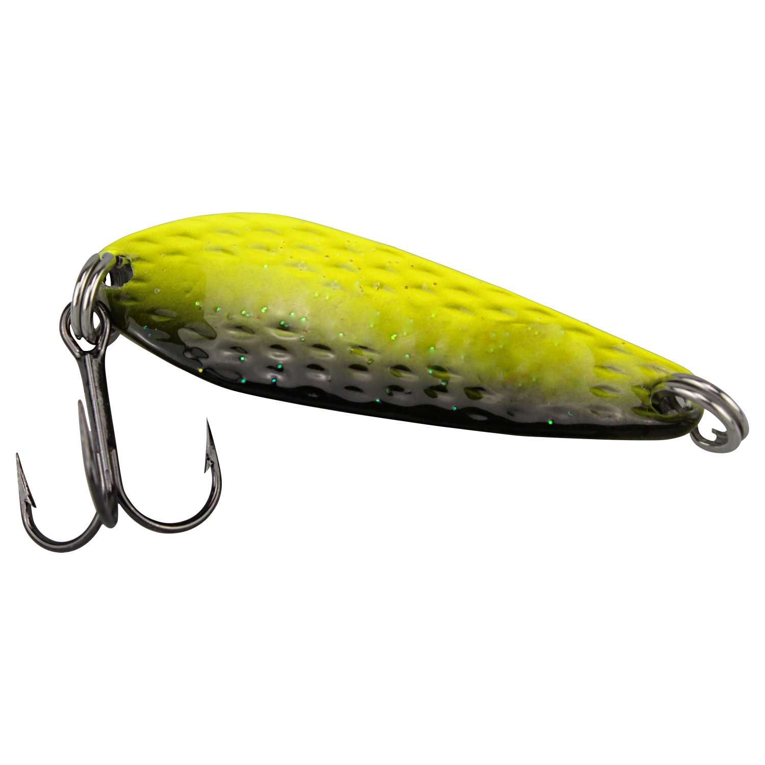 FTM Trout Spoon Omura Lachs (5,0 g, Schwarz-Chartreuse Glitter/Schwarz Glitter UV)