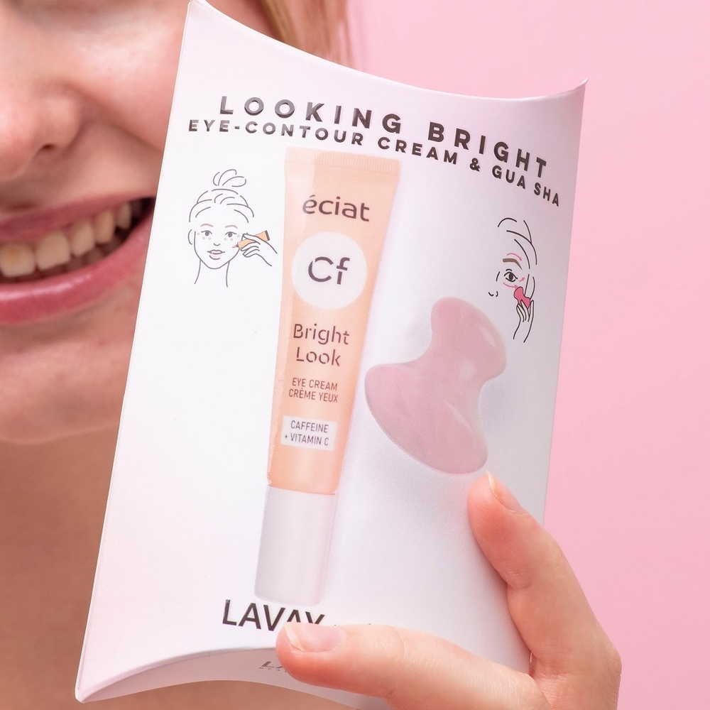 Lavay Paris LOOKING BRIGHT Kit. Gua Sha + CRÈME CONTOUR DES YEUX Accessoire de Massage & crème
