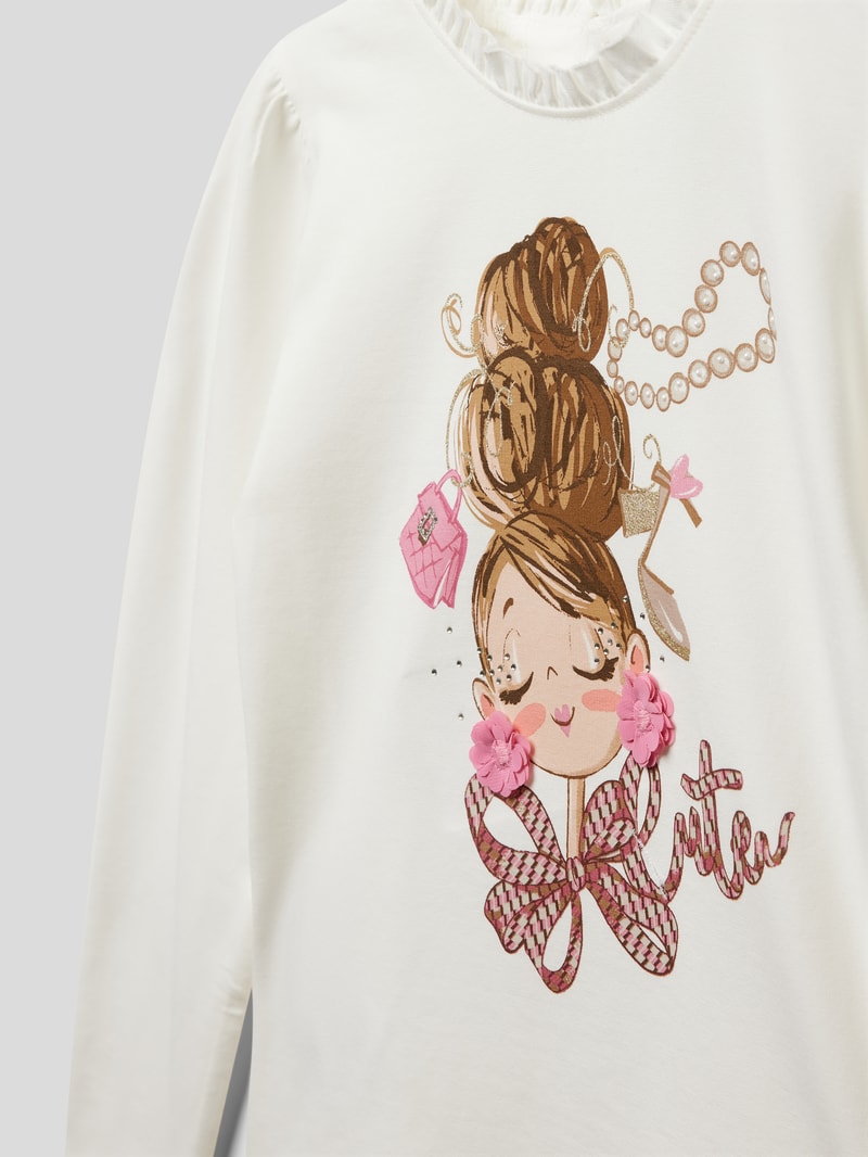 Longsleeve mit Motiv-Print in hellrosa