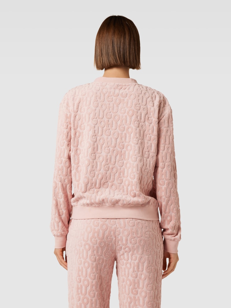 Sweatshirt mit Allover-Label-Muster aus Frottee Modell 'TERRY ME' in rosa