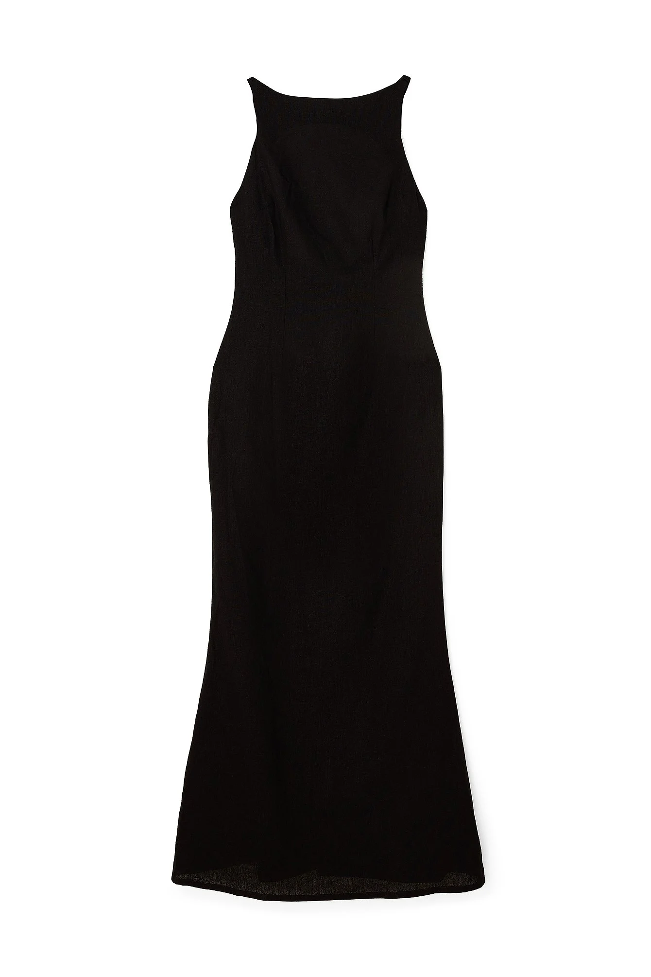 Maxikleid aus Leinen-Mix mit offenem Rücken