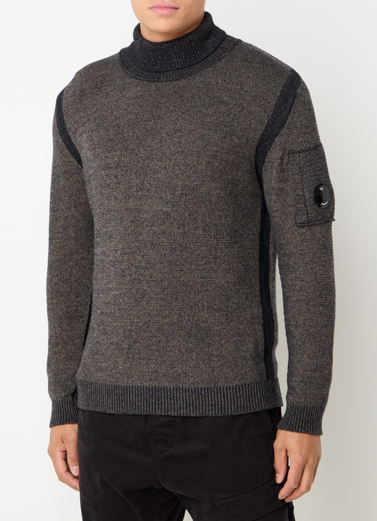 CP Company Coarse knit turtleneck in wool blend with embroidered design
