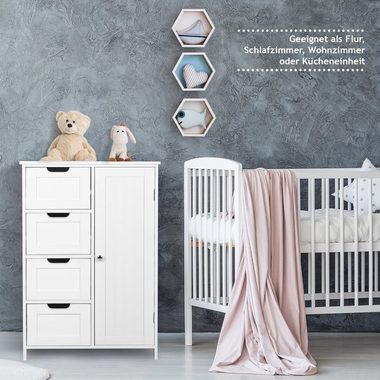 MIADOMODO Badkommode Badezimmerschrank - Weiß, MDF, Verstellbare Regalebenen, 55x30x82cm