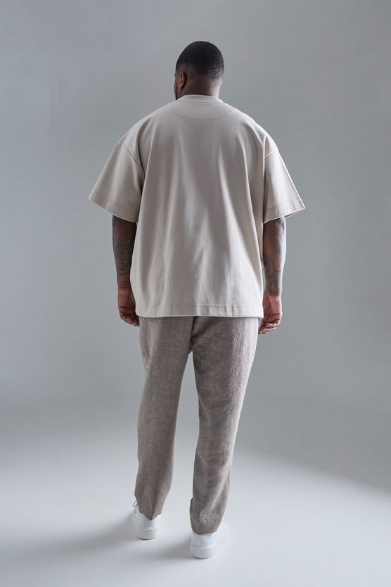 Plus strukturierte Jacquard-Hose aus Baumwolle