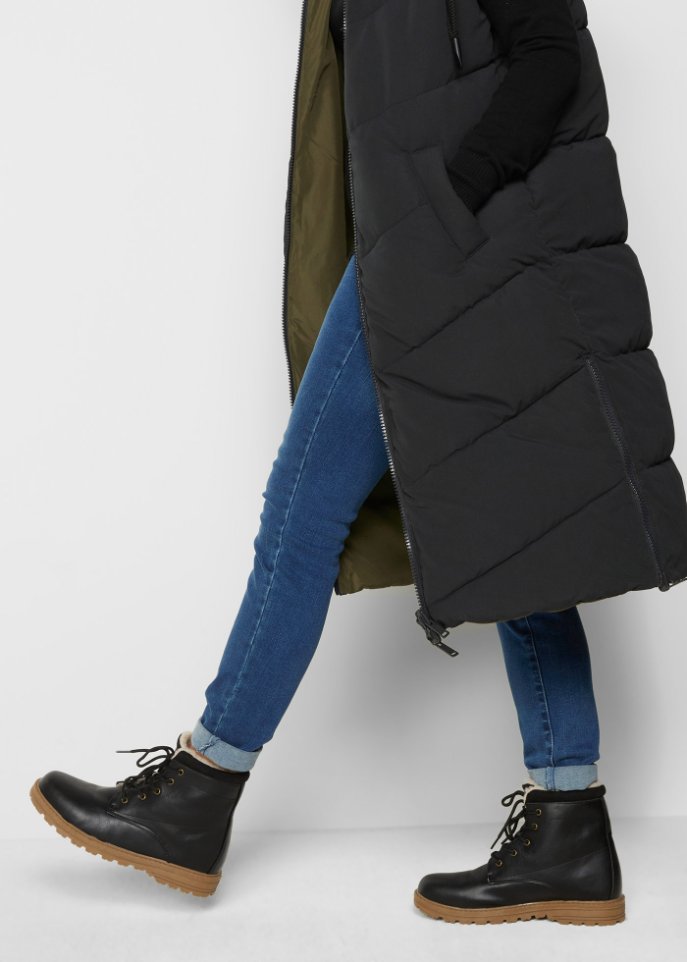 Wende-Steppweste aus recyceltem Polyester mit Kapuze