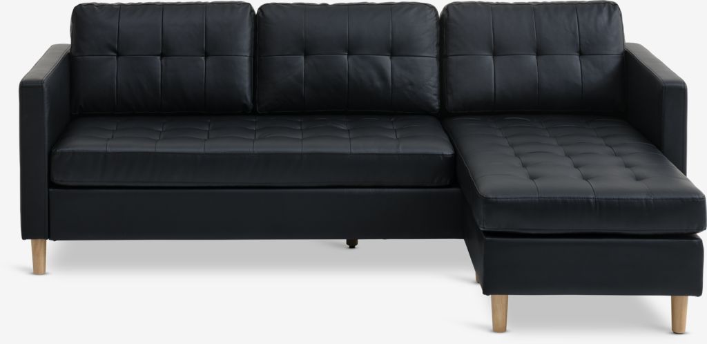 FALSLEV Sofa med sjeselong FALSLEV svart imitert skinn