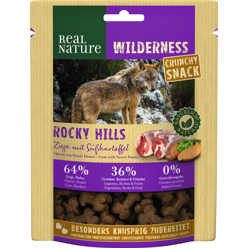 REAL NATURE Snacks REAL NATURE WILDERNESS Crunchy Snack 225g Ziege mit Süßkartoffel