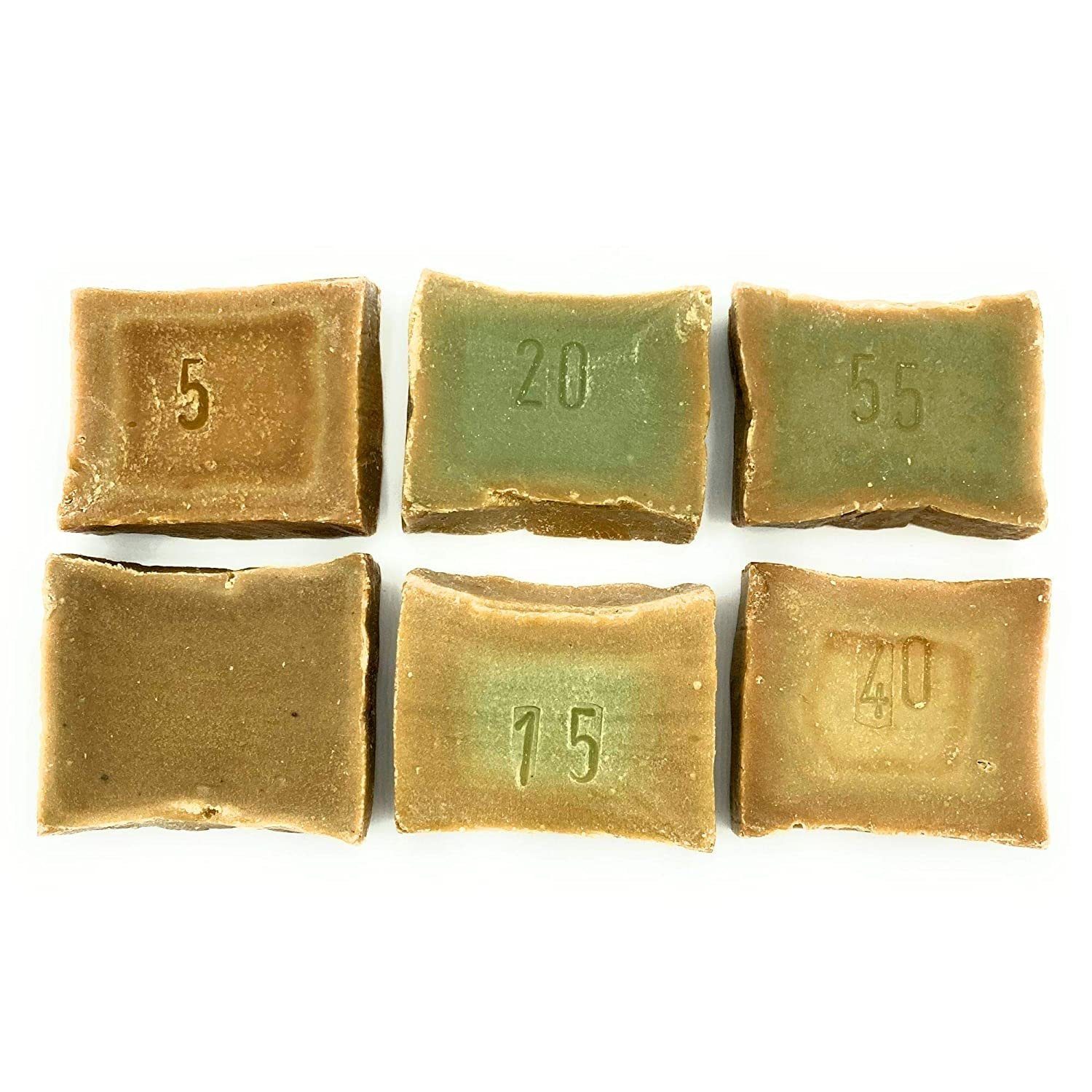 Carenesse Seifen-Set Original Aleppo Seifen Kennenlernpaket 6 x 50 g, für alle Hauttypen, Haarseife Alepposeife Olivenseife feste Seife handgemacht zero waste