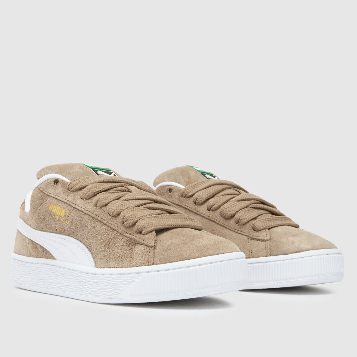 PUMA – XL-sneakers i mocka i khakifärg