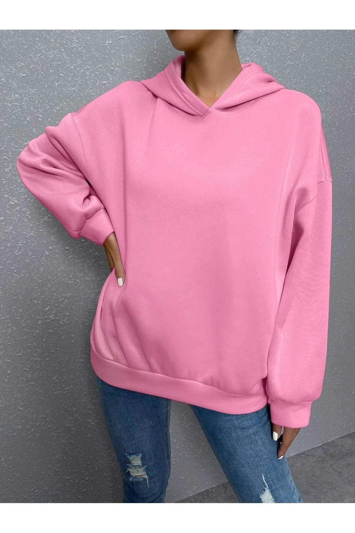 Know  Rosa Reverse Plain Nothing bedrucktes Oversize-Sweatshirt für Damen
