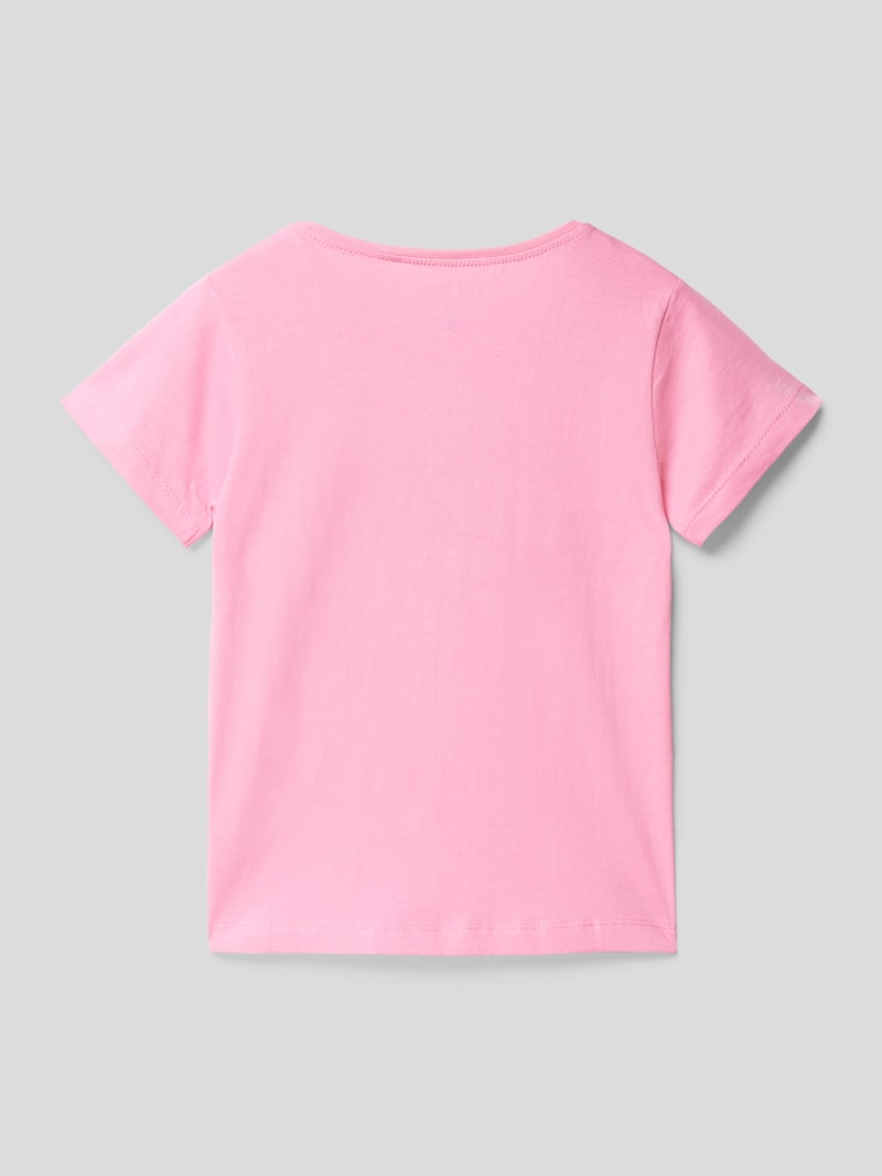 T-Shirt mit Paillettenbesatz in pink