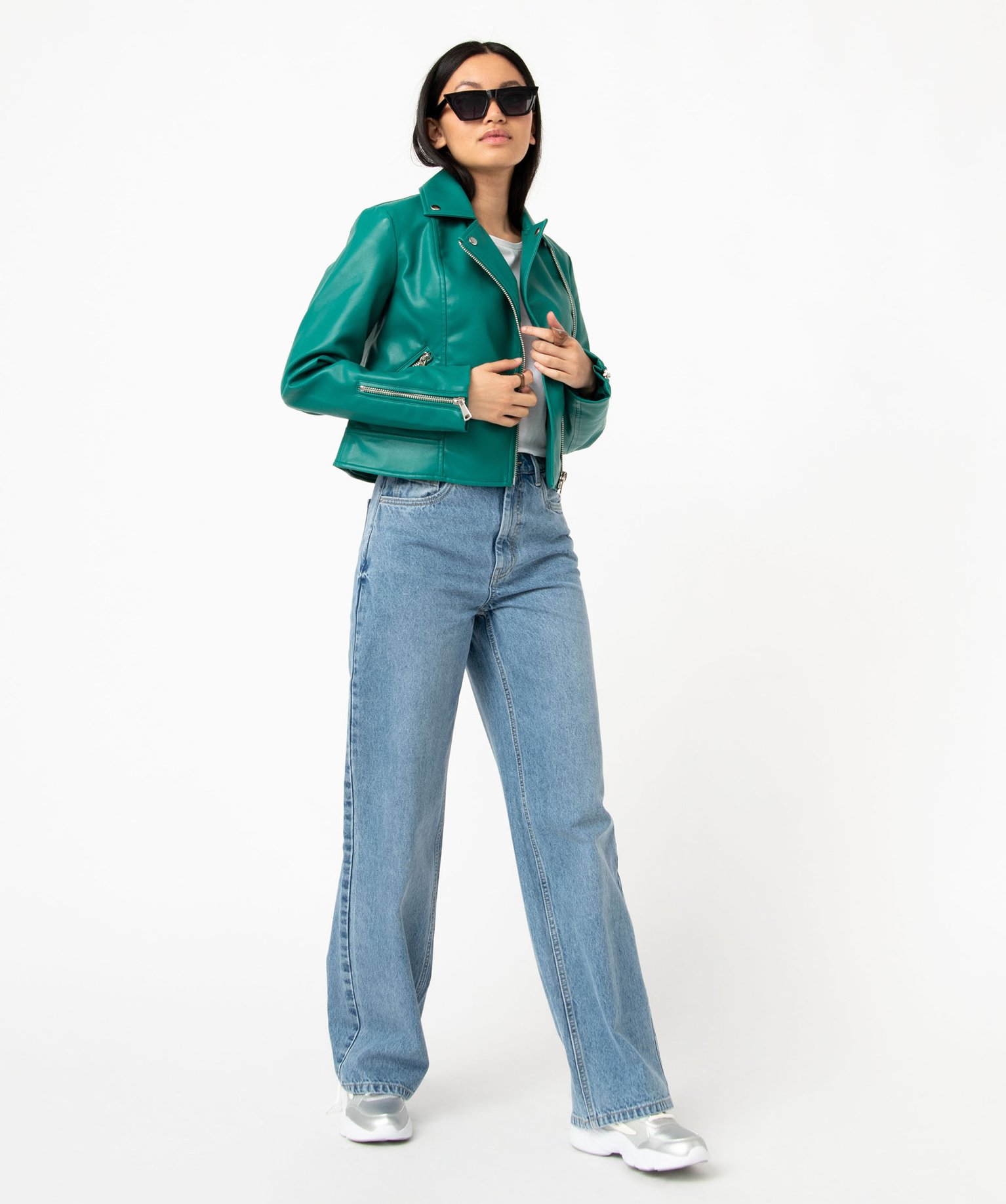 Jean "Wide legs" taille haute coloris délavé femme stone | GEMO