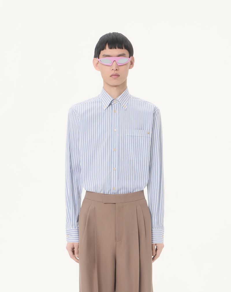 Camisa Valentino de algodão popeline com listras douradas