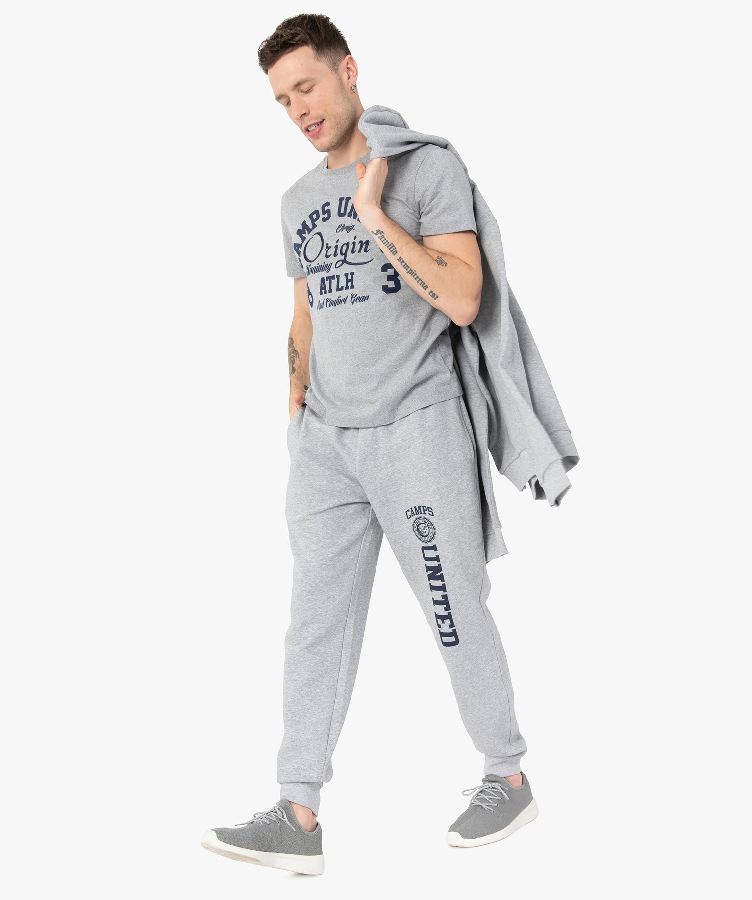 Pantalon de jogging homme avec inscription – Camps United gris | GEMO