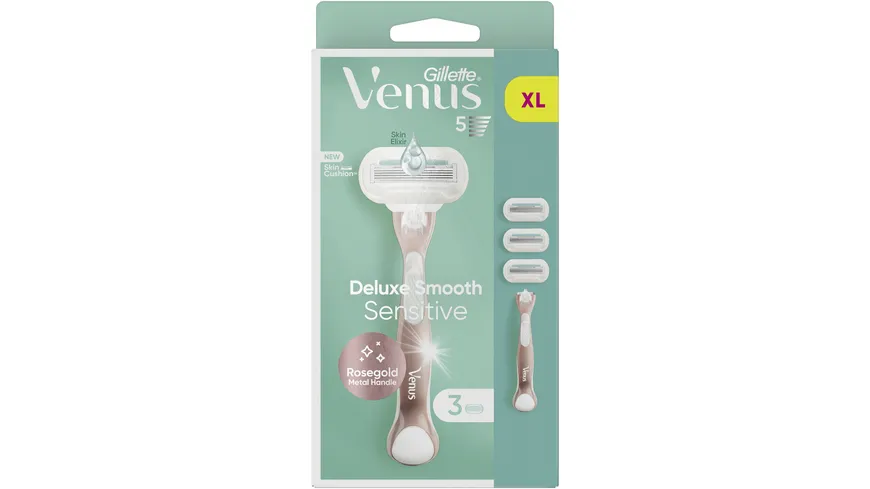 Gillette Venus Klingen + Rasierer Deluxe Smooth Sensitive Rosegold