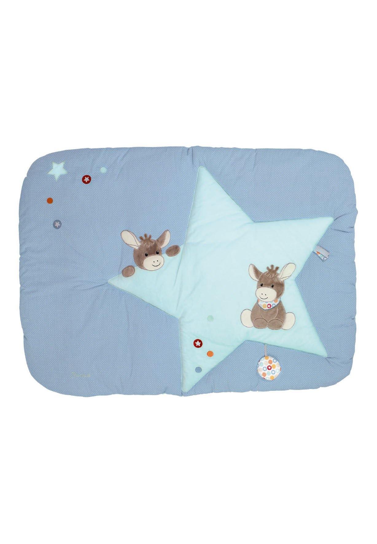 Krabbeldecke Emmi in Blau und Weiß, Motiv Esel