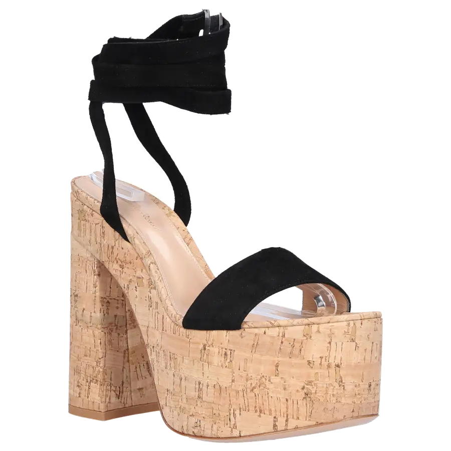 Gianvito Rossi - Plateausandalen AMBRA Veloursleder - schwarz