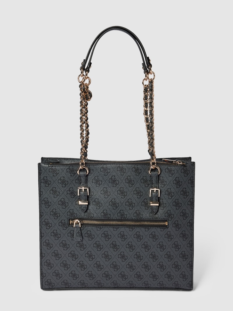 Tote Bag mit Label-Print Modell 'DIDI' in schwarz